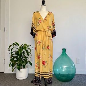 Vintage Vibe Floral Boho Wrap Jumpsuit - Size L/XL